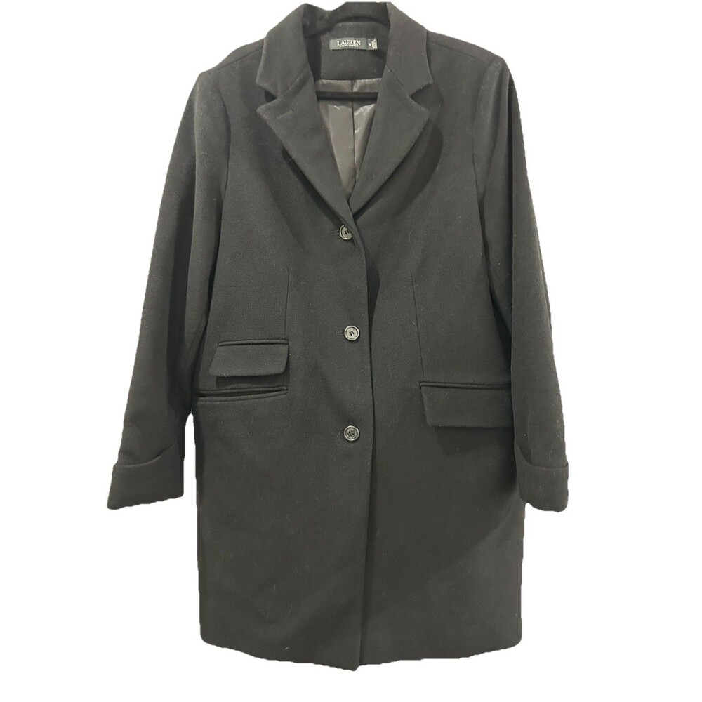 Lauren Ralph Lauren Womens Sz 18 Black Label Wool Blend Coat Pockets Lined